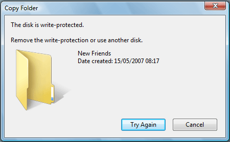 USB is write protected while copying files