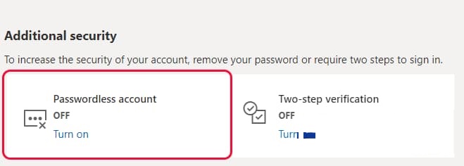 Turn off password account settings to remove pin