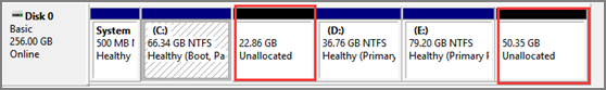 two unallocated space