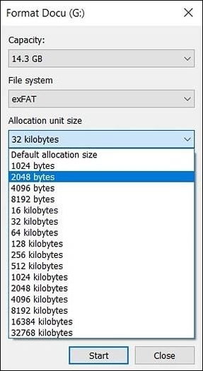 the ideal exfat unit size