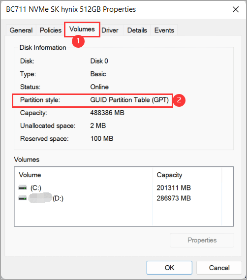 check partition style