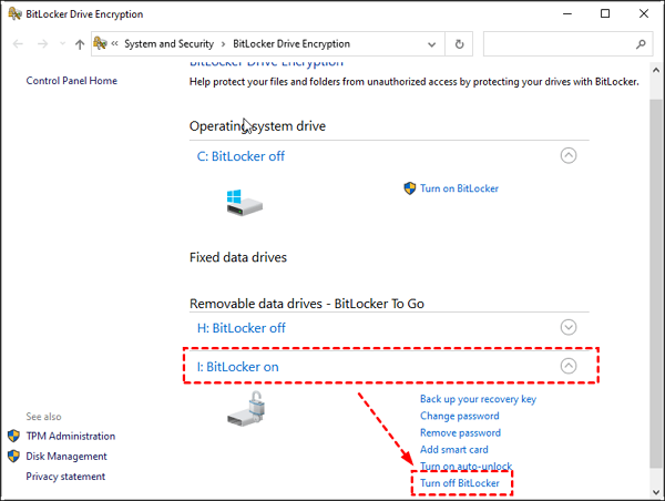 turn off bitlocker