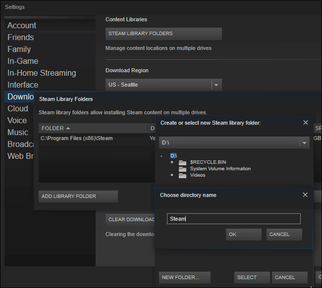 steam settings move steam games