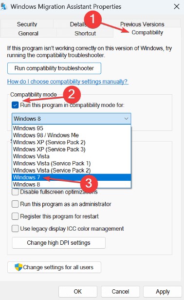 migration assistant properties