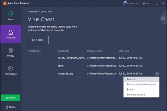 if avast for mac finds a virus but its not in virus chest