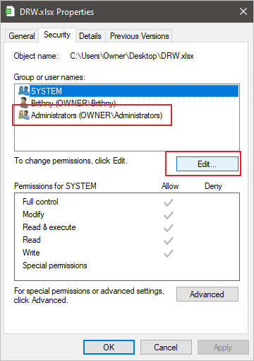 change permissions - 1