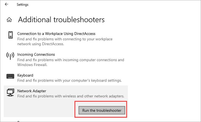 Windows network adapter troubleshooter