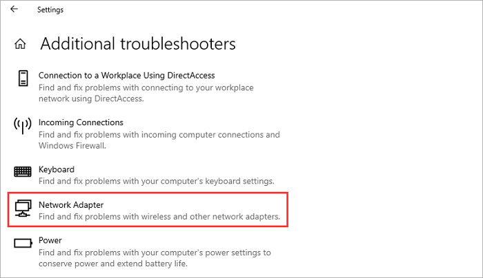 Windows network adapter