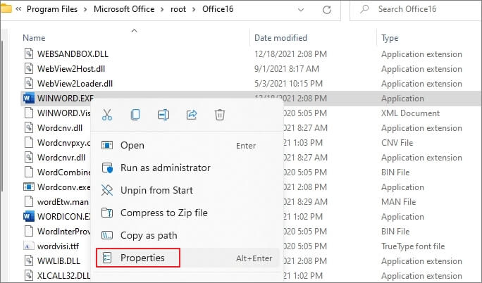 open office app properties