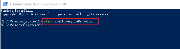 open recycle bin in powershell