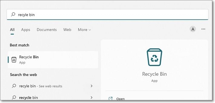  open recycle bins in windows 