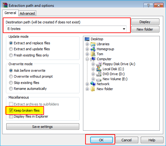 Extract repaired ZIP file.