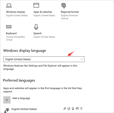 uninstall languages to fix can't install Windows 10