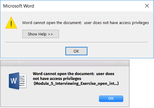 cannot open word document on mac access privileges