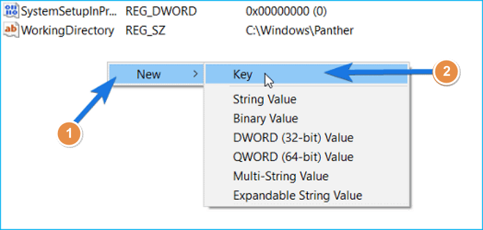 select New and select Key