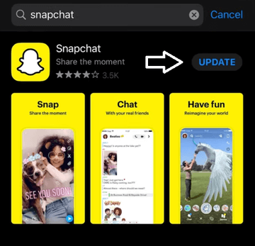 how to fix snapchat camera quality - check for Snapchat updates