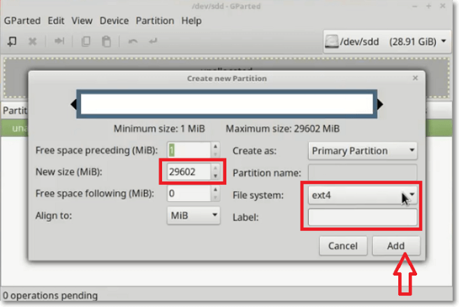 add partition