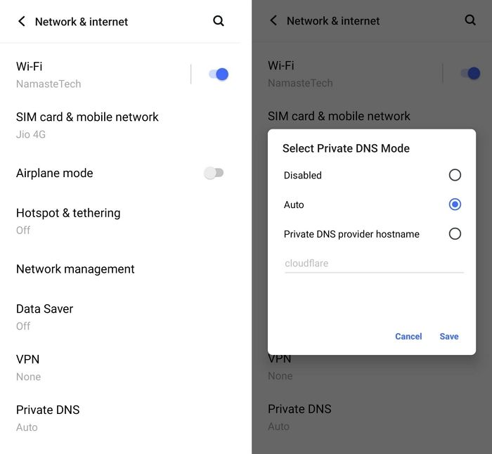 Change Android DNS