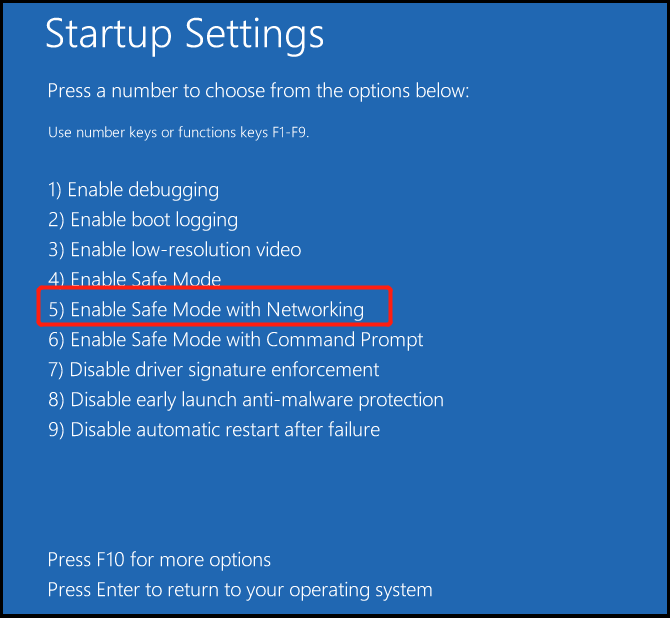 click startup settings