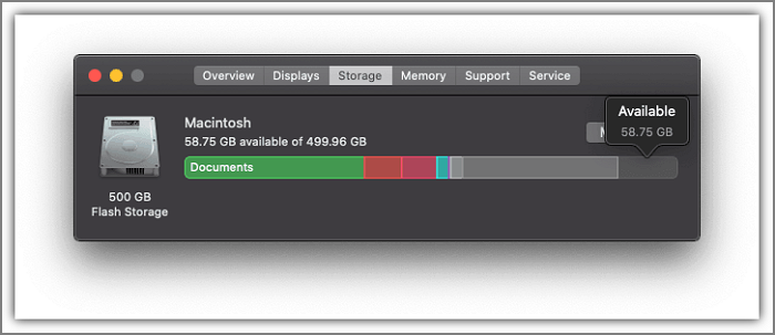 Window of Storage on Mac