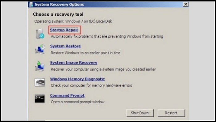 choose startup repair