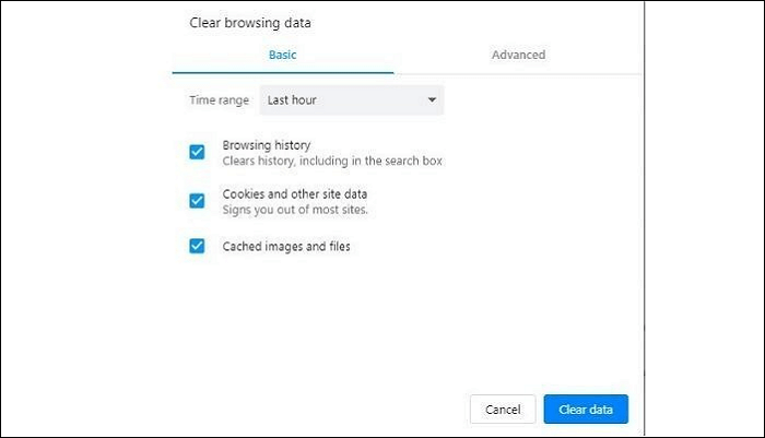 clear browsing data