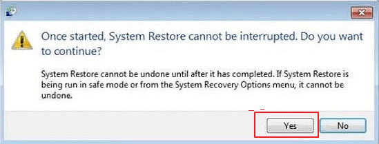 complete executing system restore