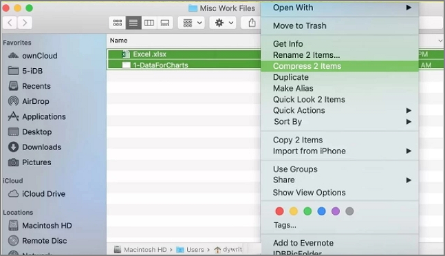 Window of Compress Files on Mac