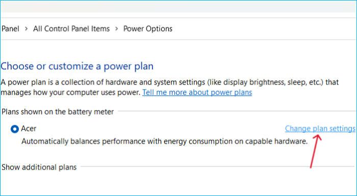 click Change plan settings