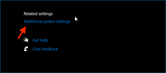 select Additional power settings