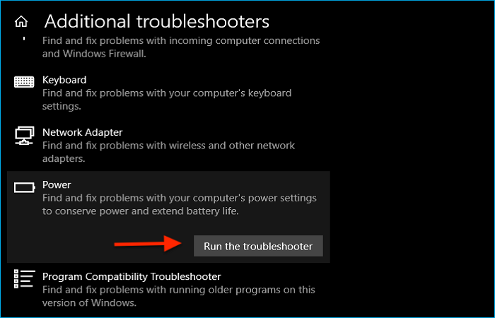 run the troubleshooter