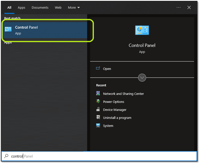 control panel