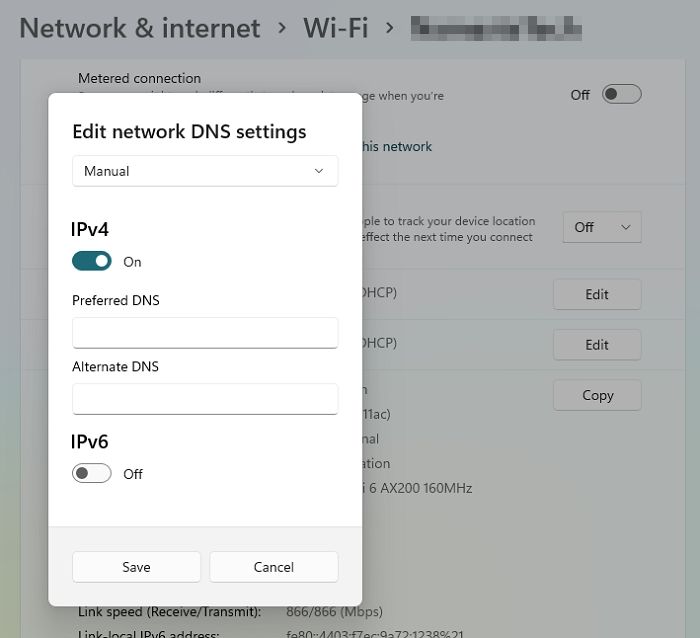 Edit DNS IP Address