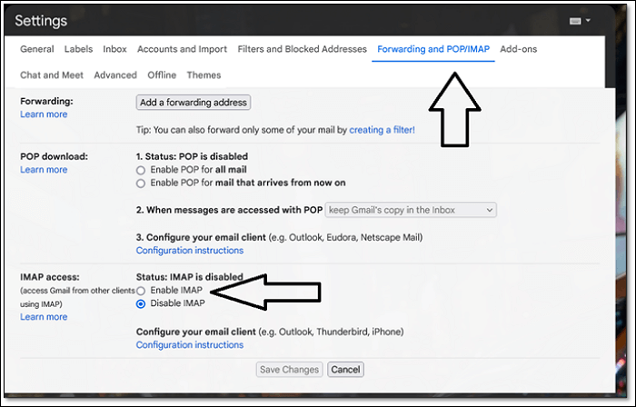 enable IMAP & IMAP access