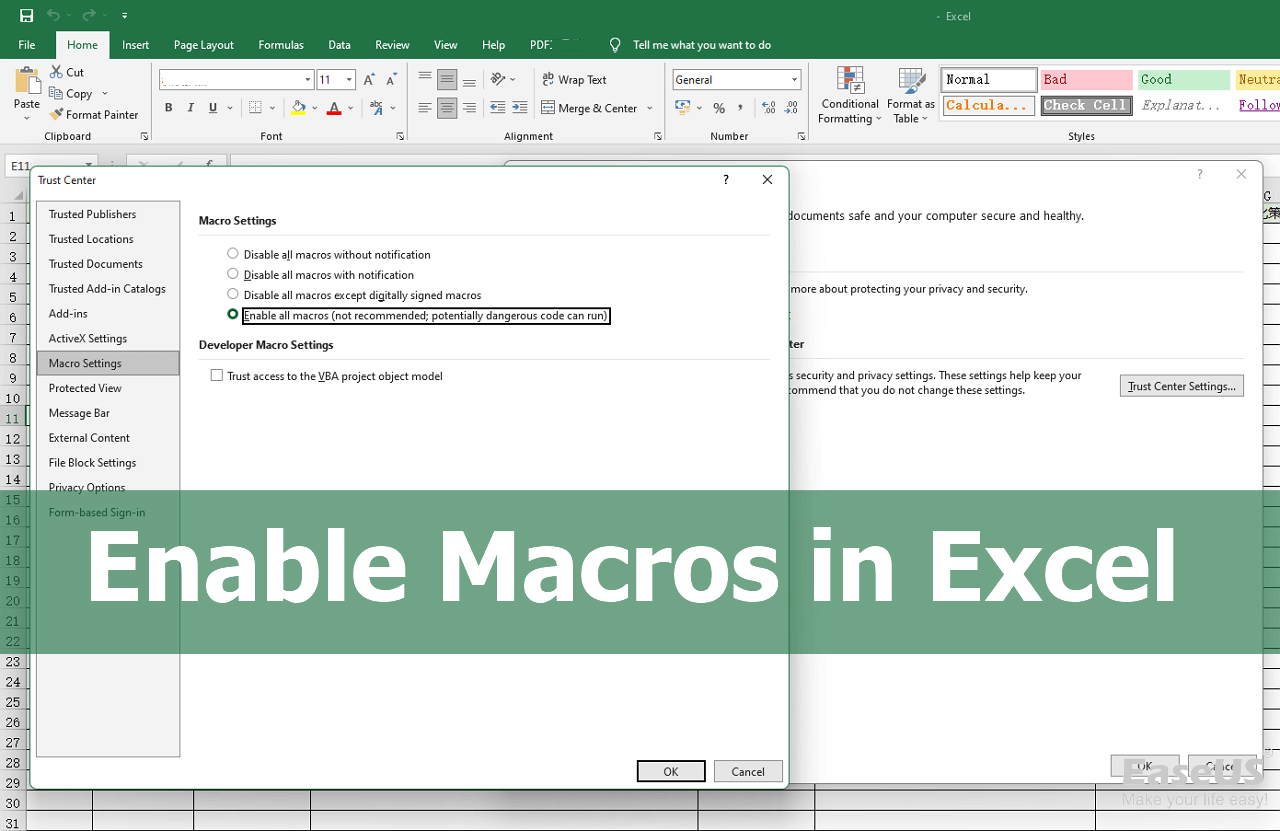 enable macros in Excel