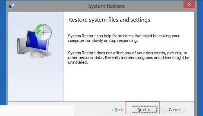 comfirm to execute system restore