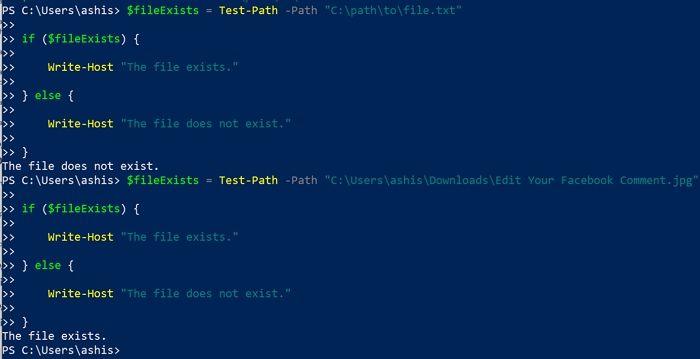 Test-Path for file existence