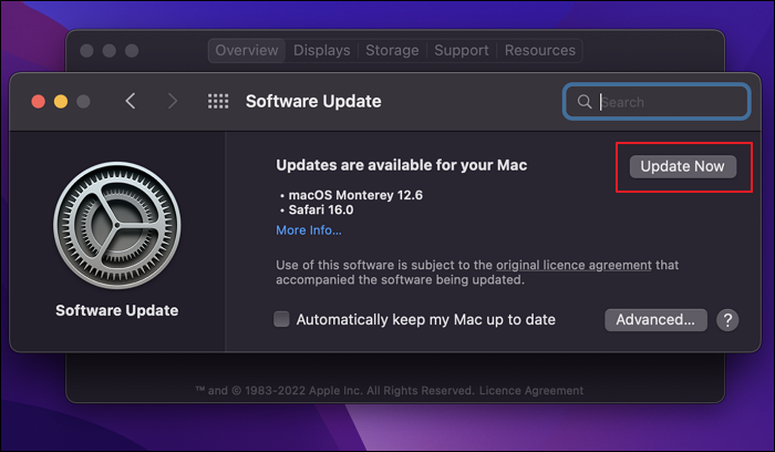 start the macos update