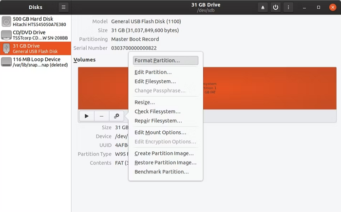 Click Format Partition Option