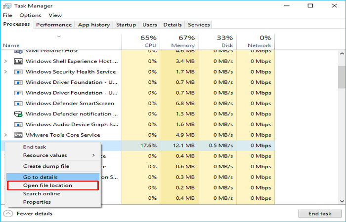 Select the Open file location option