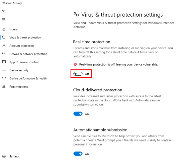 turn off windows defender and antivirus on your pc