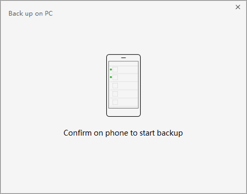 confirm on phone and start backup