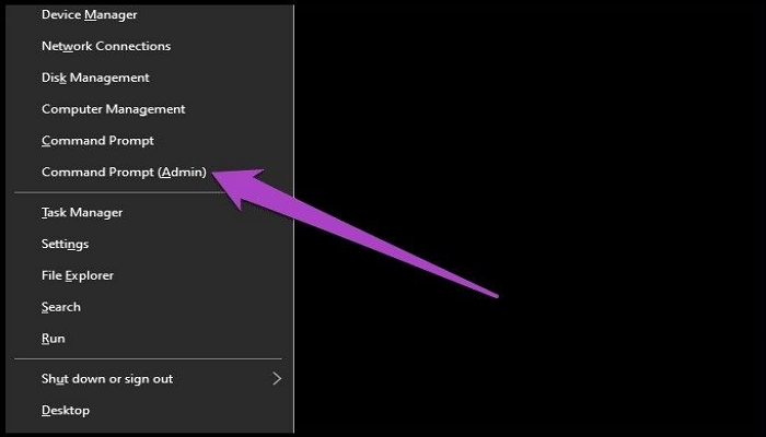 choose command prompt admin 