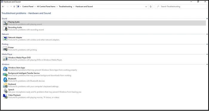 selecting the hardware and sound option