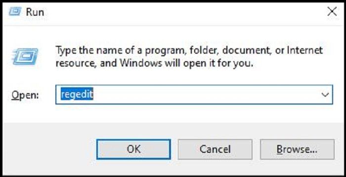 type regedit