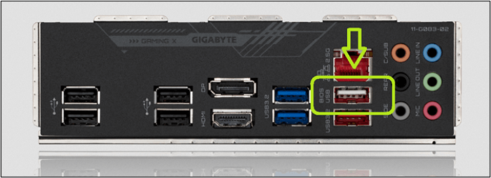 BIOS-labeled USB port