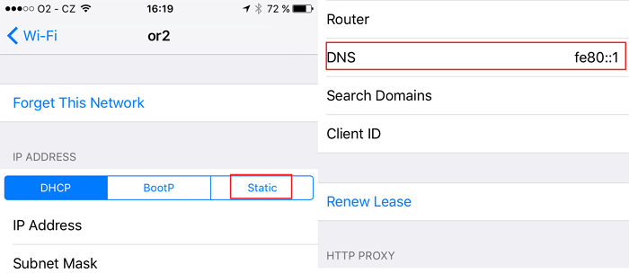 Change iPhone DNS