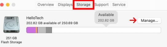 fix macOS 13 Ventura upgrade failed by checking the storage space