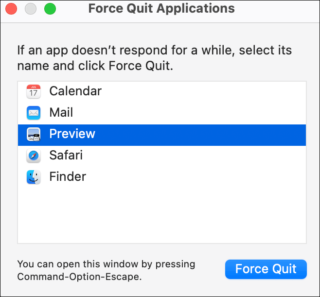 force quit the app