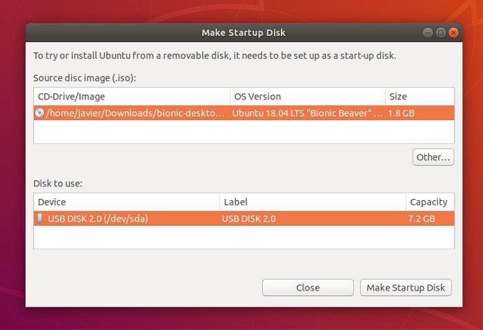 make startup disk